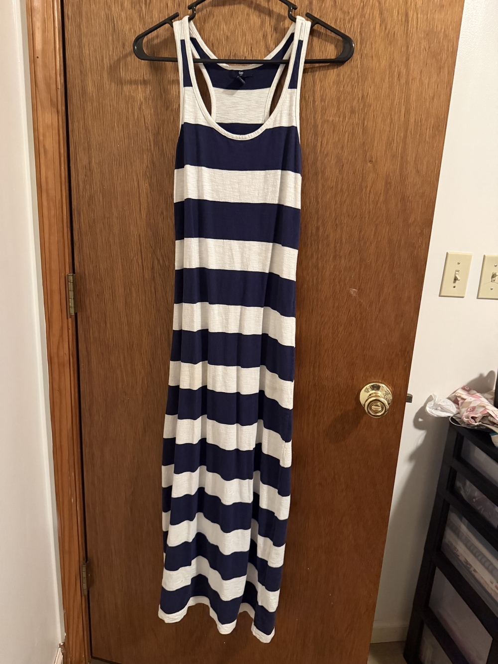 GAP Navy and White Striped Racerback Maxi Dress